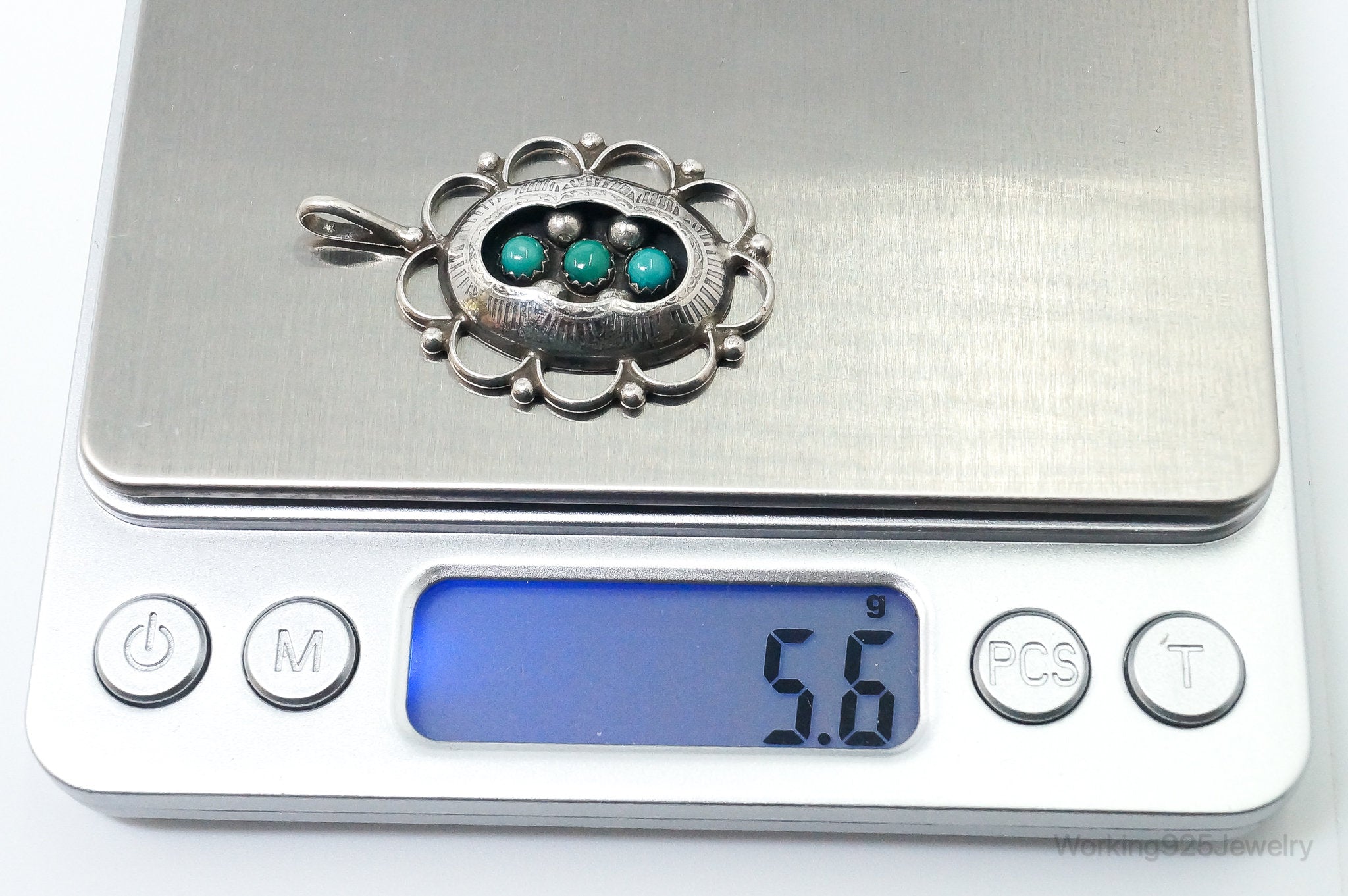 Vintage Native American Unsigned Turquoise Sterling Silver Pendant | Jewelry > Necklaces > Pendants | Wiccan Center