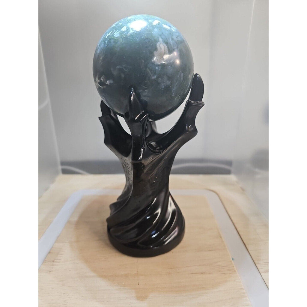 Water Grass Agate Sphere with Stand — 871g, Natural Polished Crystal Ball | CrystalCloud Company