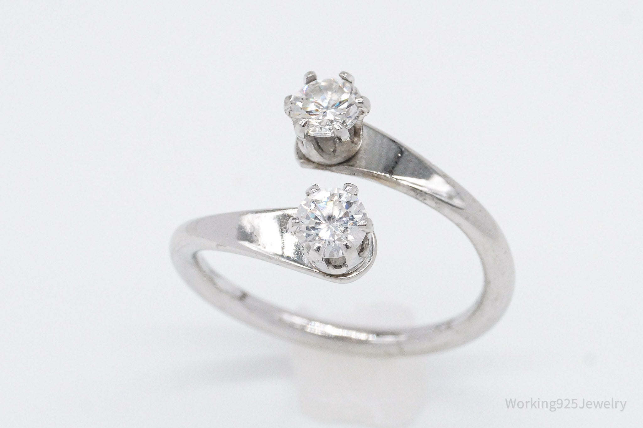 Vintage Mid Century Cubic Zirconia Sterling Silver Wrap Ring - Size 7.25 | Jewelry > Rings | Wiccan Center