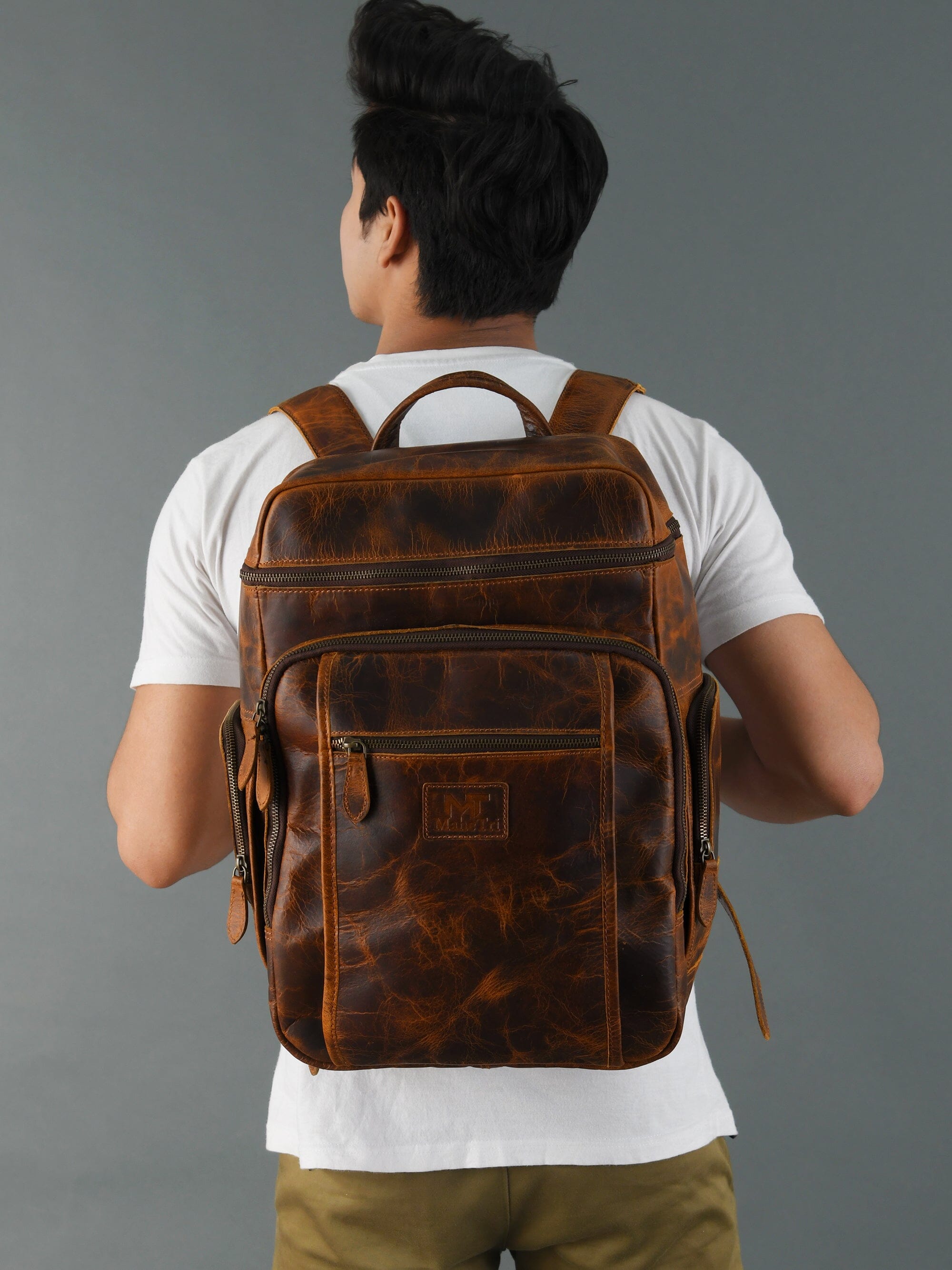 Alpha Caramel Buffalo Leather Travel Backpack | Backpacks | Wiccan Center