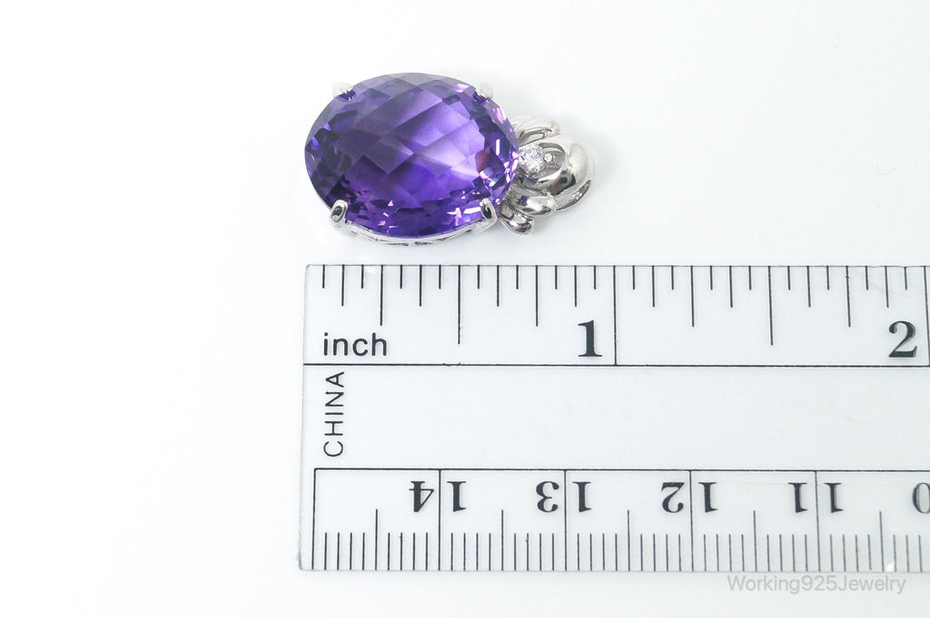 Vintage Amethyst Cubic Zirconia Sterling Silver Necklace Pendant | Jewelry > Necklaces > Pendants | Wiccan Center