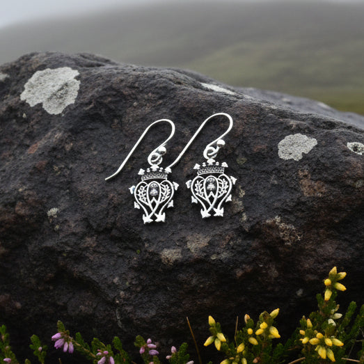 Elegance Scottish Luckenbooth Earrings in Sterling Silver