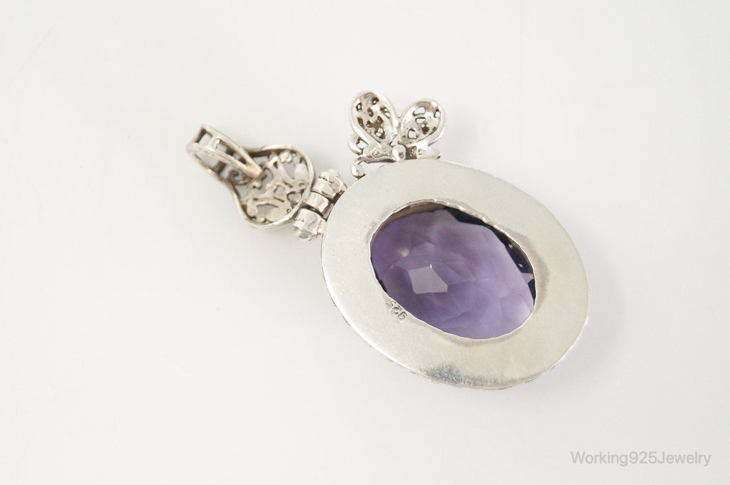 Large Amethyst Butterfly Bali Sterling Silver Necklace Pendant | Jewelry > Necklaces > Pendants | Wiccan Center