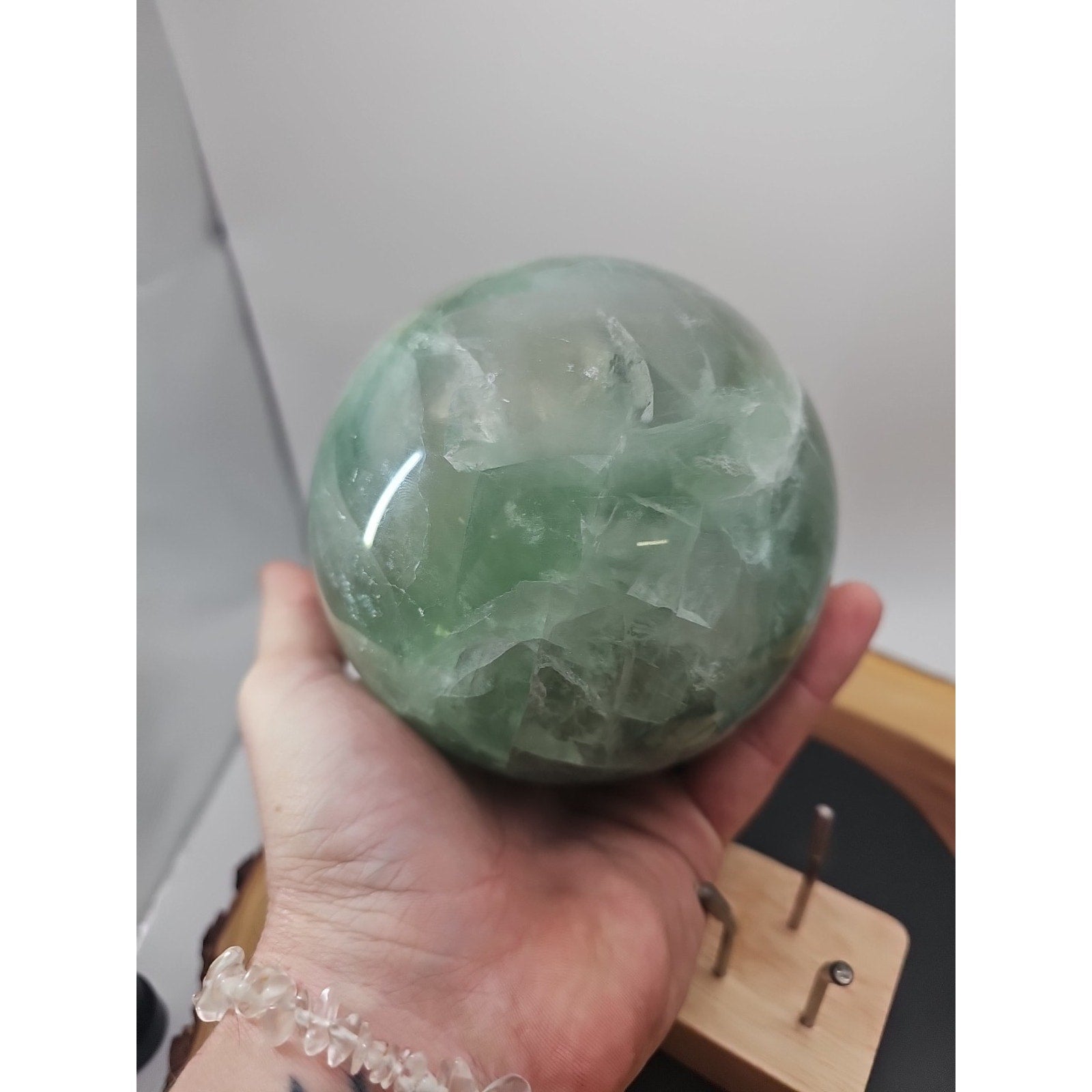 Large Natural Green Fluorite Quartz Crystal Sphere — 5.43 lbs, Madagascar | CrystalCloud Company | Crystal Spheres & Eggs | Wiccan Center