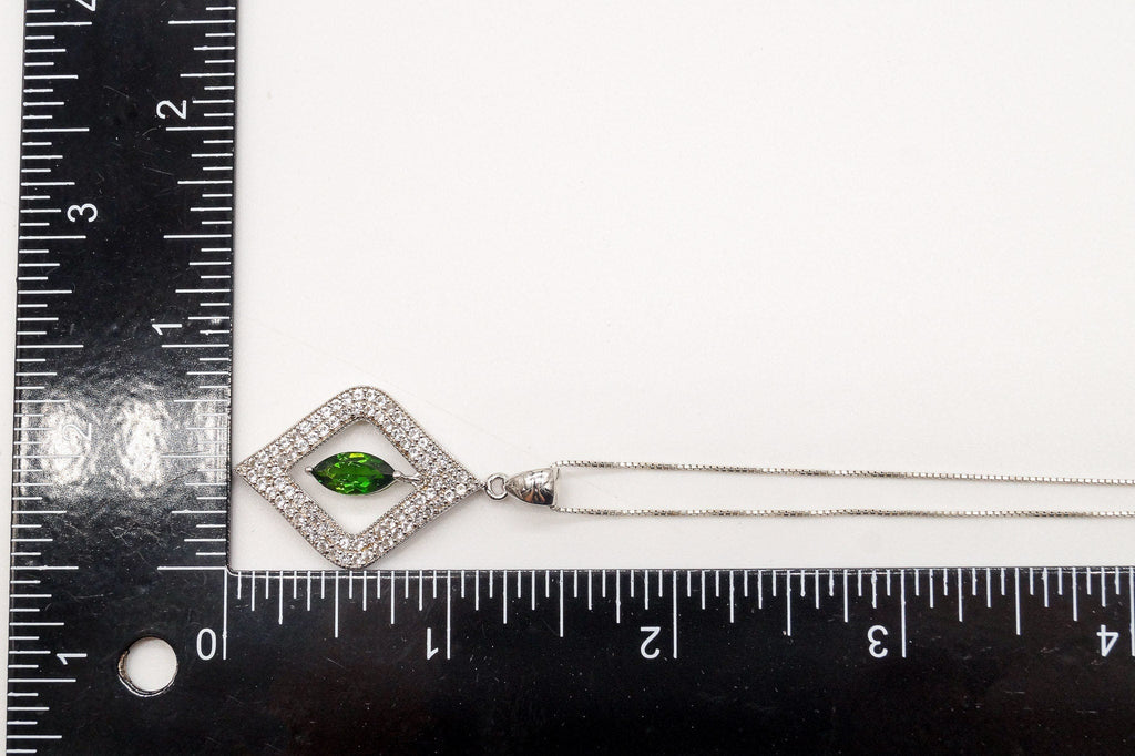 Vintage Lab Emerald Cubic Zirconia Sterling Silver Necklace | Jewelry > Necklaces > Pendants | Wiccan Center