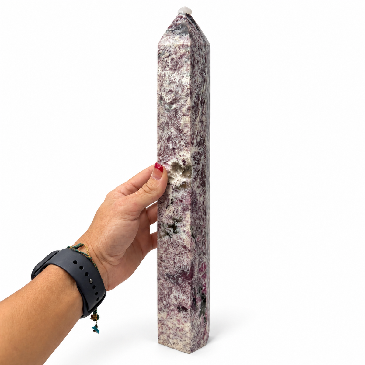 Unicorn Stone Tower — 14" Pink Tourmaline & Lepidolite Crystal Tower for Love & Joy | Rocks & Fossils | Wiccan Center