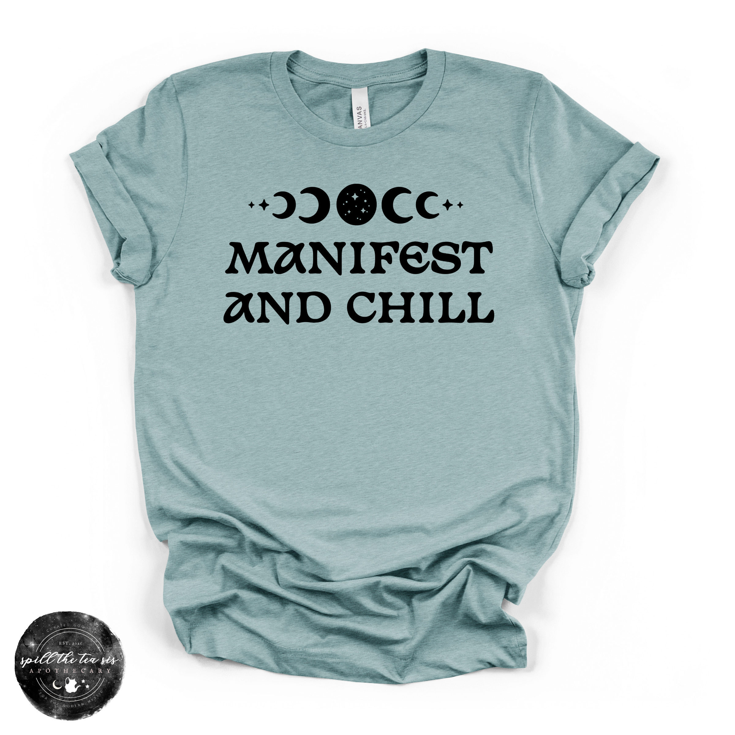 Manifest and Chill Tee (BLACK DESIGN) | Witchy Graphic T-Shirt | | Wiccan Center