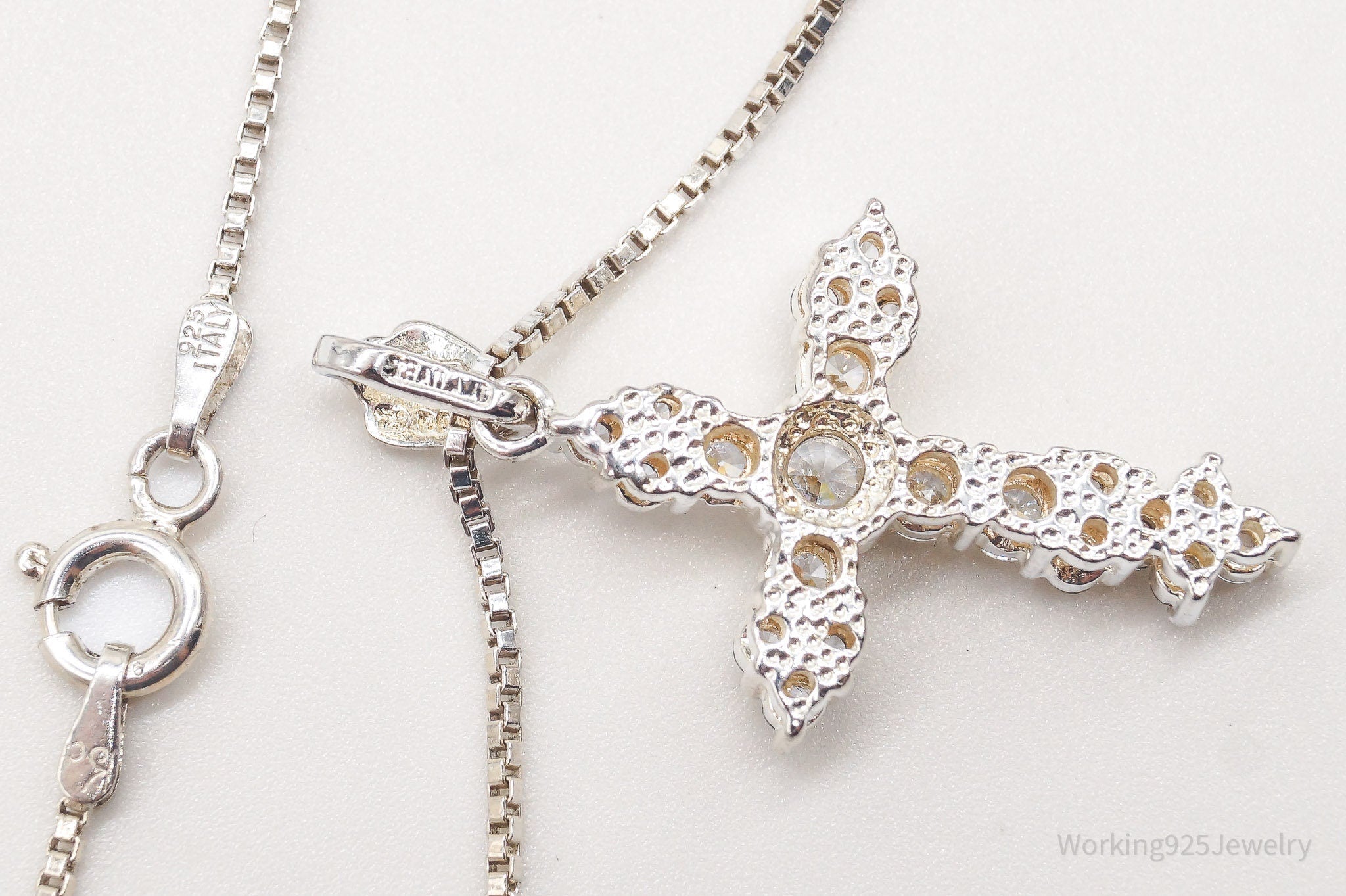 Vintage Cubic Zirconia Cross Sterling Silver Necklace | Jewelry > Necklaces > Pendants | Wiccan Center