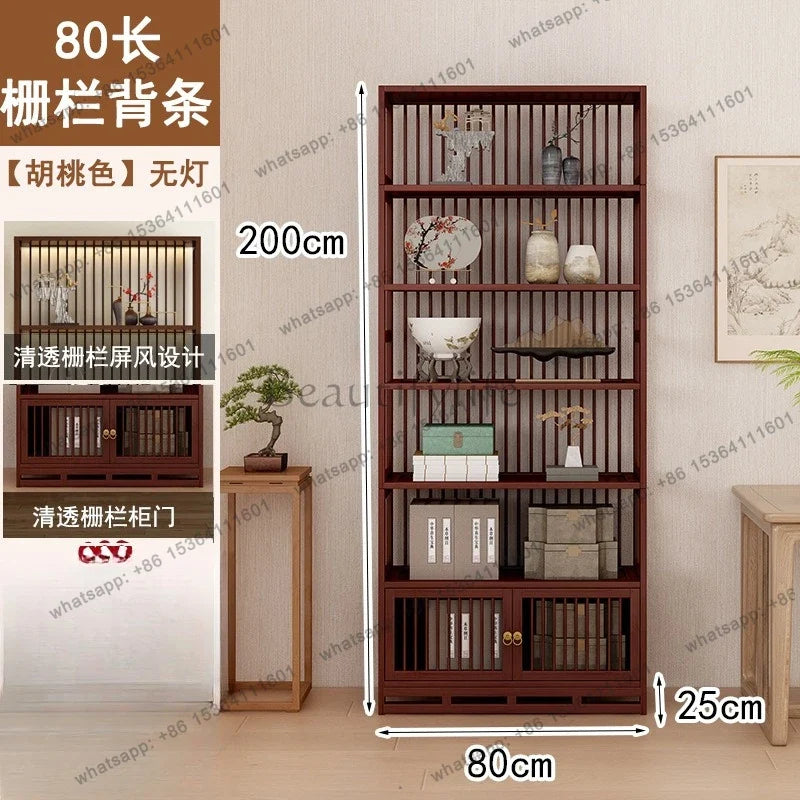 Chinese Duobao Pavilion Bogu Cabinet | Illuminated Tea & Curio Display Shelf | Bogu Racks | Wiccan Center