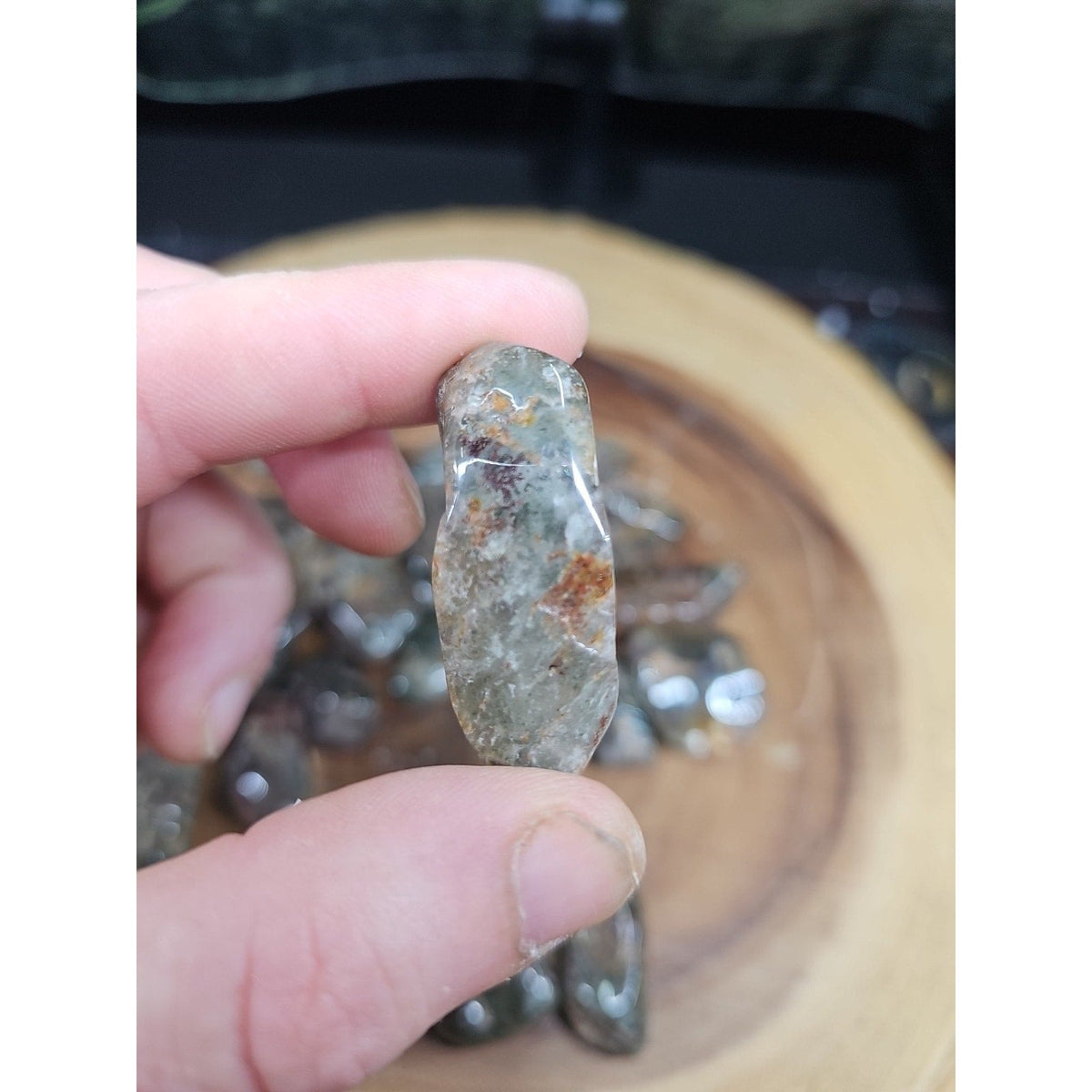 24Pcs Natural Phantom Ghost Clear Quartz Crystal Stone Tumble Brazil .61lbs | Palm Stones & Tumbled Crystals | Wiccan Center