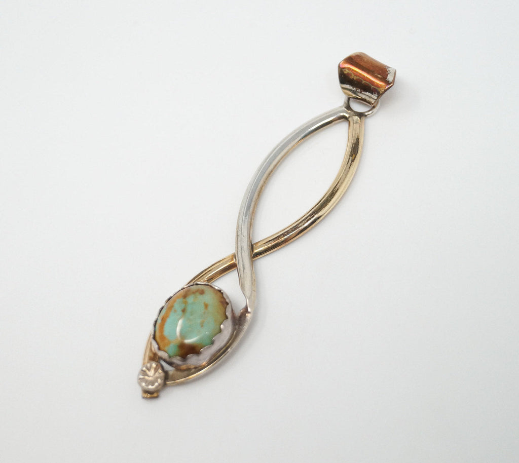 Vintage Native American 12K GF Green Turquoise Sterling Silver Pendant | Jewelry > Necklaces > Pendants | Wiccan Center