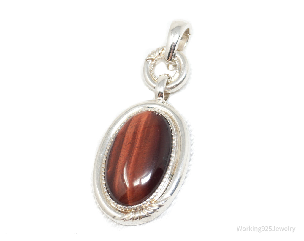 Vintage Designer Whitney Kelly Red Tigers Eye Sterling Silver Necklace Pendant | Jewelry > Necklaces > Pendants | Wiccan Center