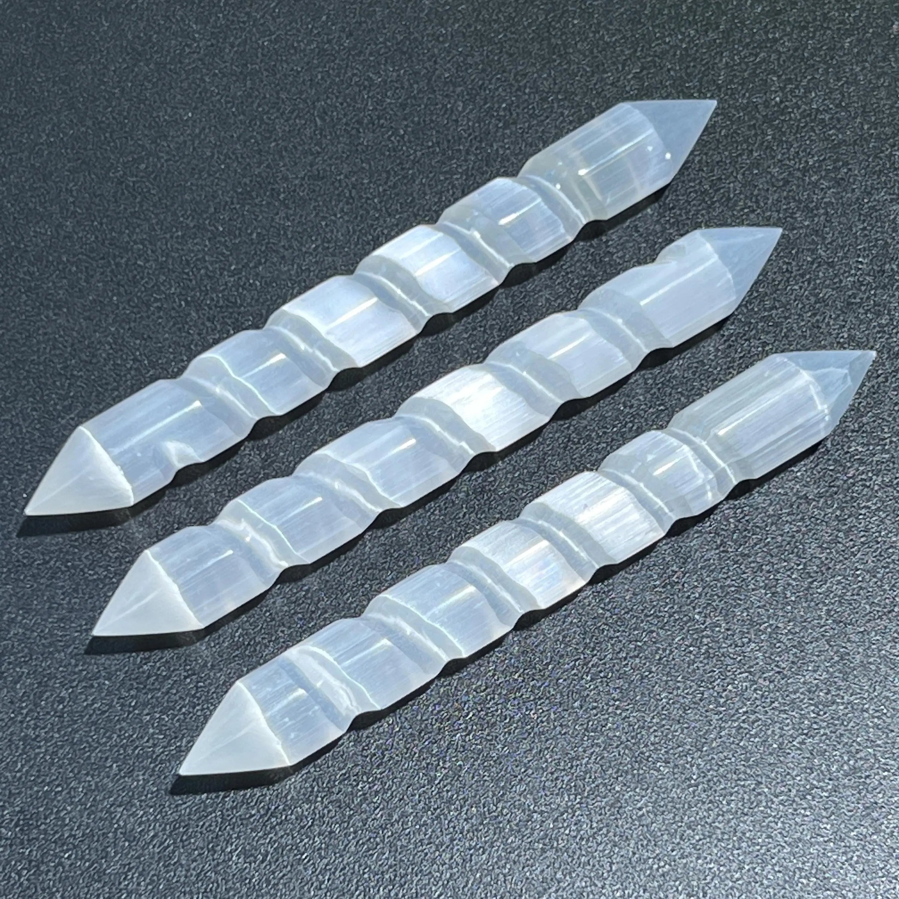 Selenite Crystal Spiral Wand Double Terminated Point Carving Wholesale | Home & Living > Spirituality & Religion > Reiki & Chakras | Wiccan Center