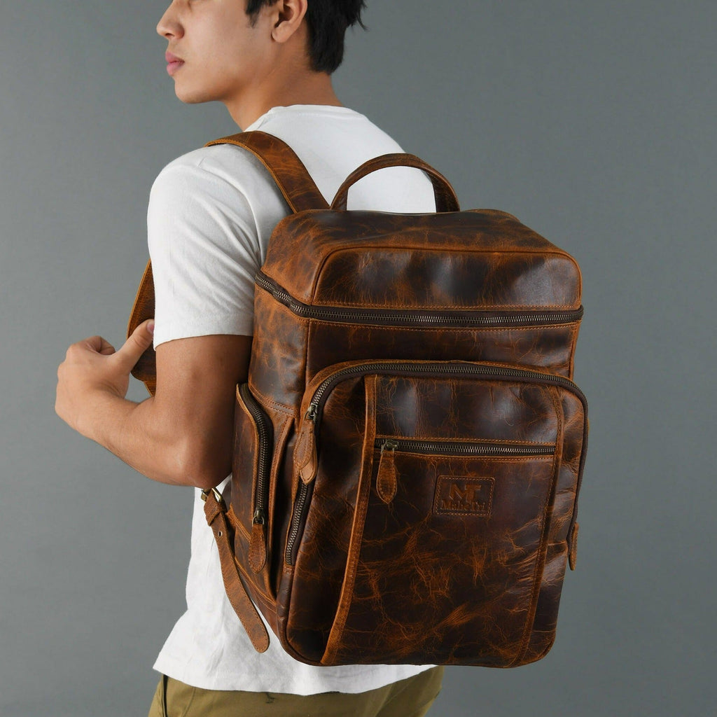 Alpha Caramel Buffalo Leather Travel Backpack | Backpacks | Wiccan Center
