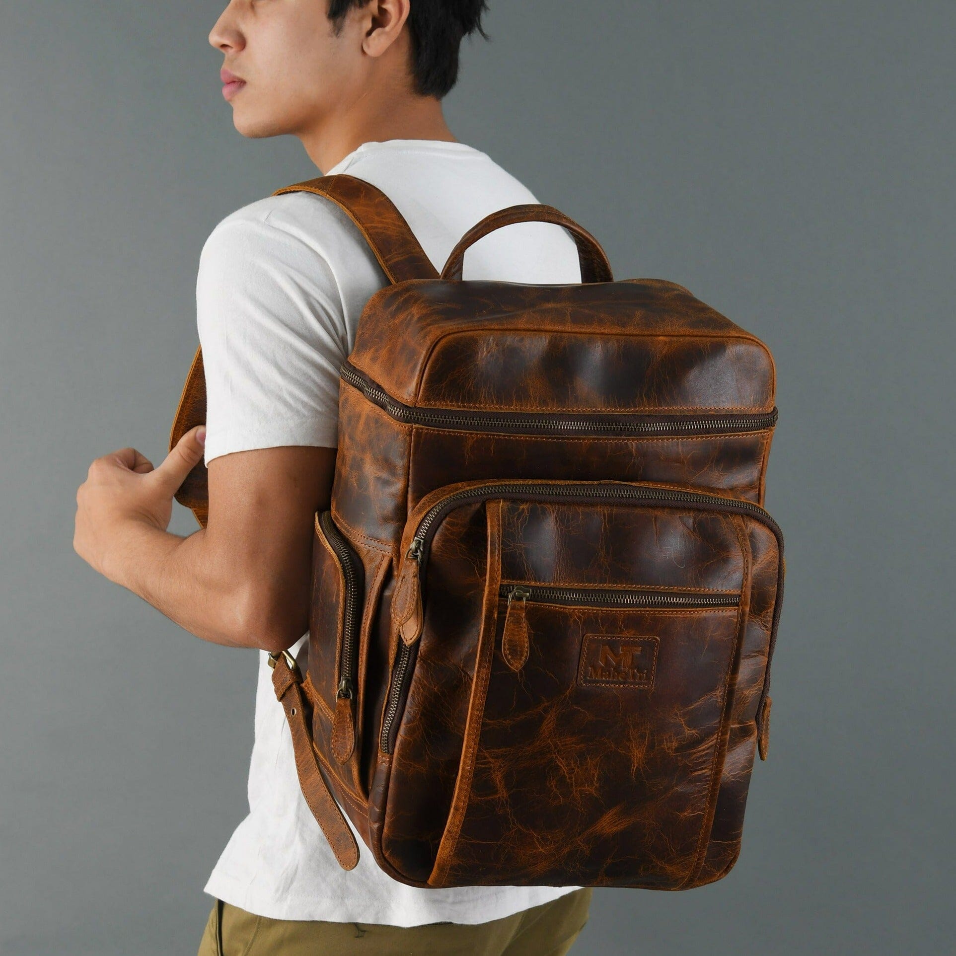 Alpha Caramel Buffalo Leather Travel Backpack | Backpacks | Wiccan Center