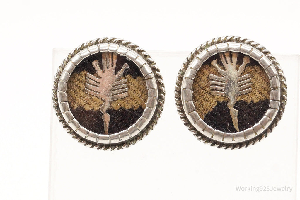 Vintage Mexican Blanket Woven Sterling Silver Earrings | Jewelry > Earrings | Wiccan Center