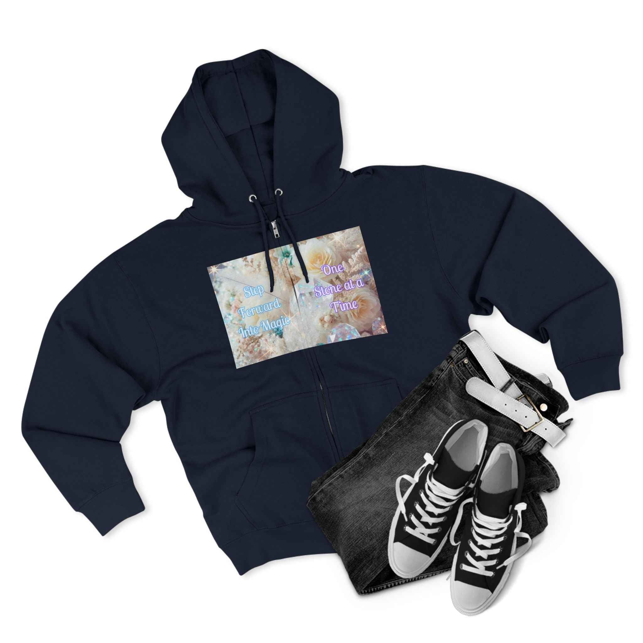 Floral Zipped Hooded Sweater | Hoodie | Wiccan Center