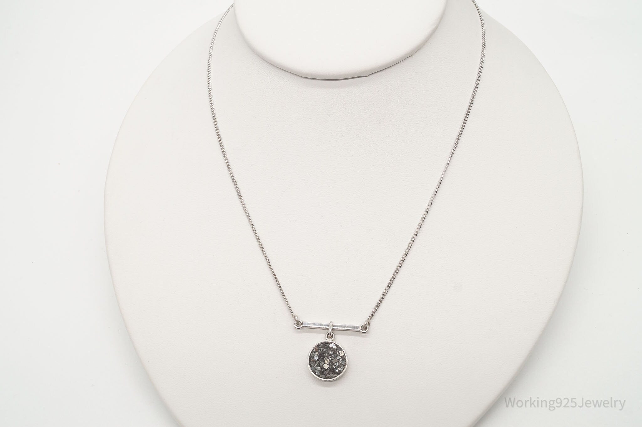 Vintage Druzy Quartz Modernist Sterling Silver Chain Necklace | Jewelry > Necklaces > Pendants | Wiccan Center
