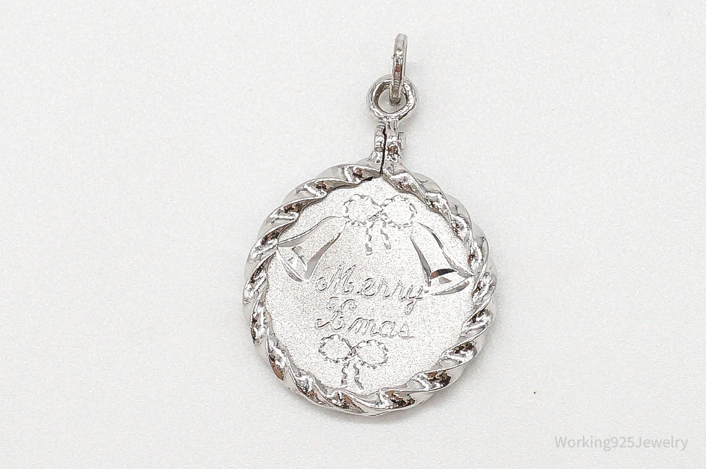 Vintage "Merry Xmas" Etched Bells Sterling Silver Pendant | Jewelry > Necklaces > Pendants | Wiccan Center