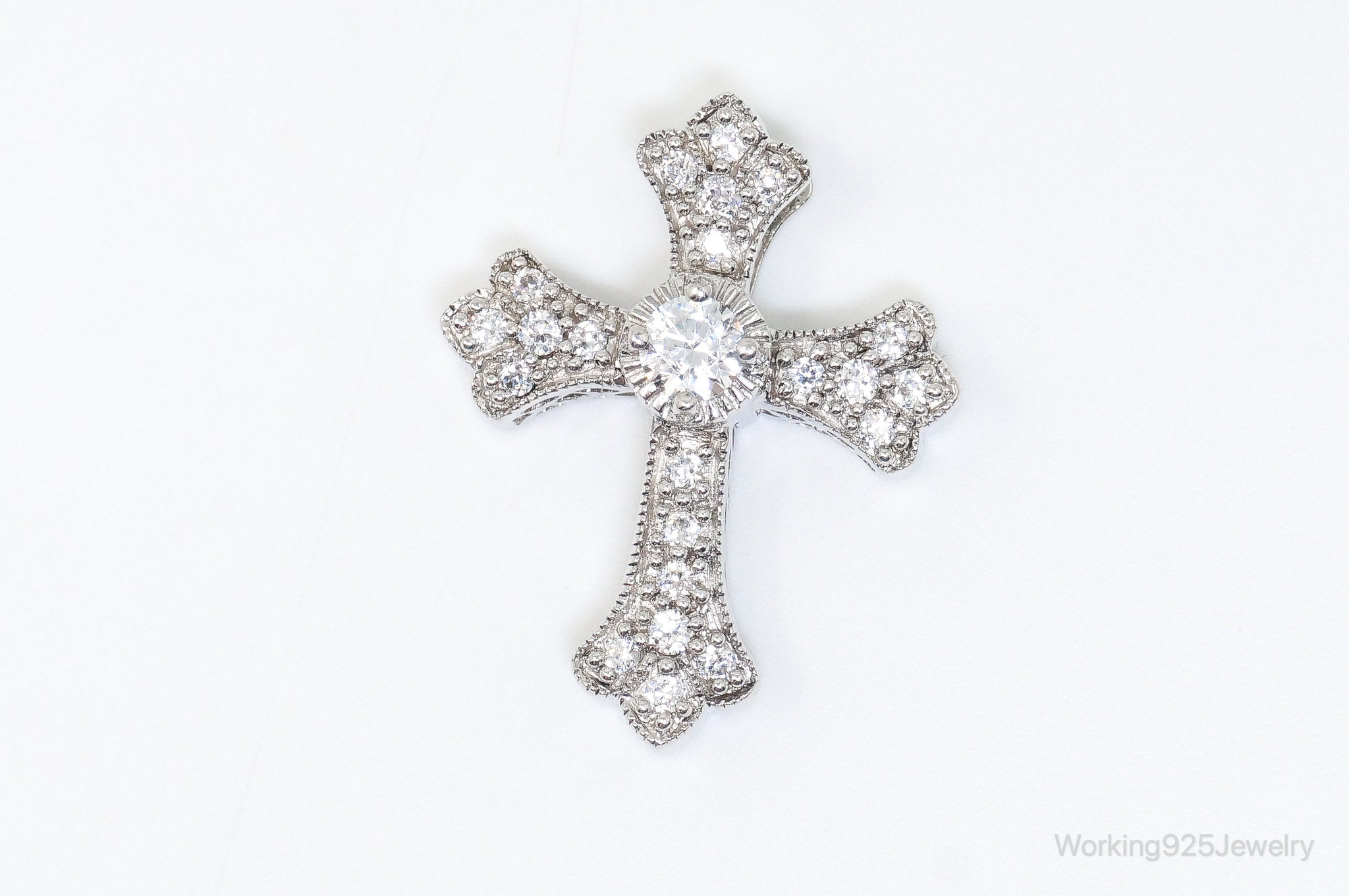 Vintage Designer MEDA Cubic Zirconia Cross Sterling Silver Necklace Pendant | Jewelry > Necklaces > Pendants | Wiccan Center