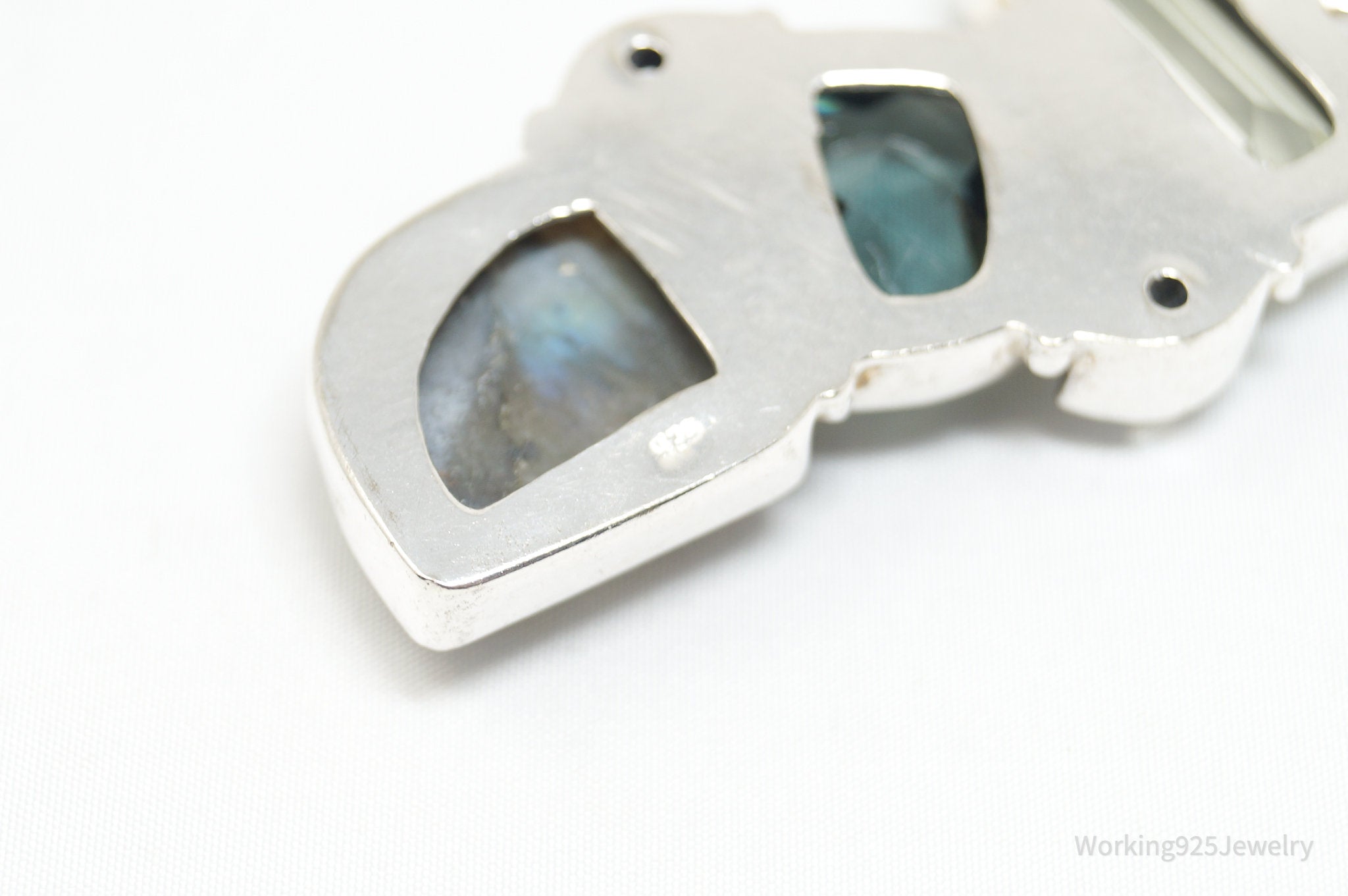 Vintage Large Labradorite Topaz Crystal Sterling Silver Necklace Pendant | Jewelry > Necklaces > Pendants | Wiccan Center