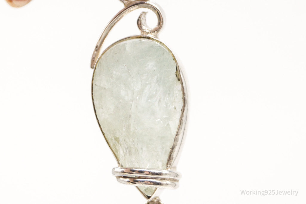 Vintage Designer SJ Large Green Calcite Sterling Silver Pendant | Jewelry > Necklaces > Pendants | Wiccan Center