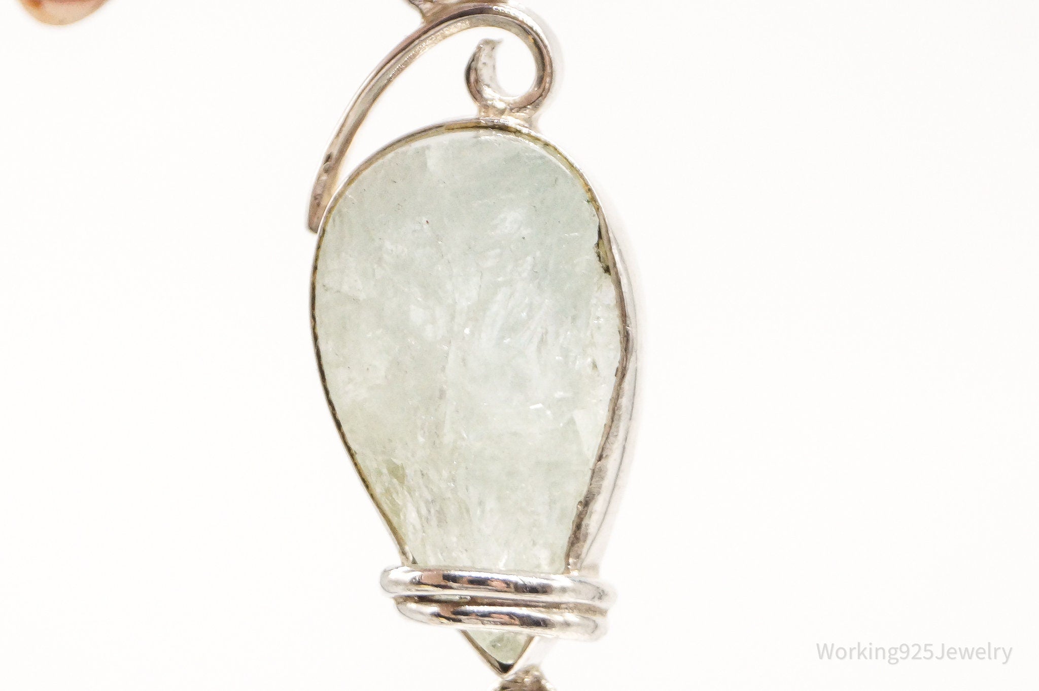 Vintage Designer SJ Large Green Calcite Sterling Silver Pendant | Jewelry > Necklaces > Pendants | Wiccan Center