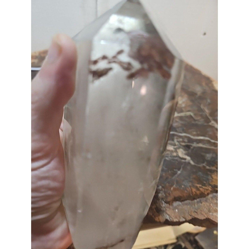 Madagascar Green Ghost Phantom Quartz Obelisk - 1.73LB Vitreous Healing Point | CrystalCloud Company | Crystal Points & Towers | Wiccan Center