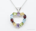 Multi Gemstone Large Heart Sterling Silver Necklace | Jewelry > Necklaces > Pendants | Wiccan Center