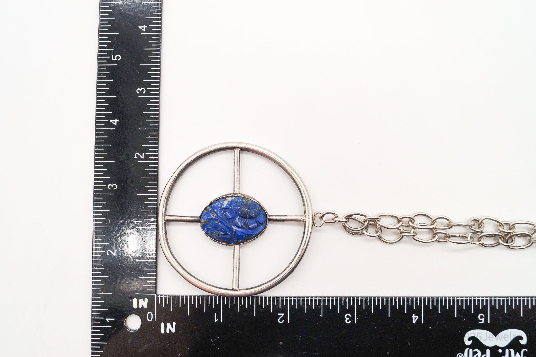 Antique Lapis Lazuli Modernist Style Large Pendant Silver Necklace | Jewelry > Necklaces > Pendants | Wiccan Center