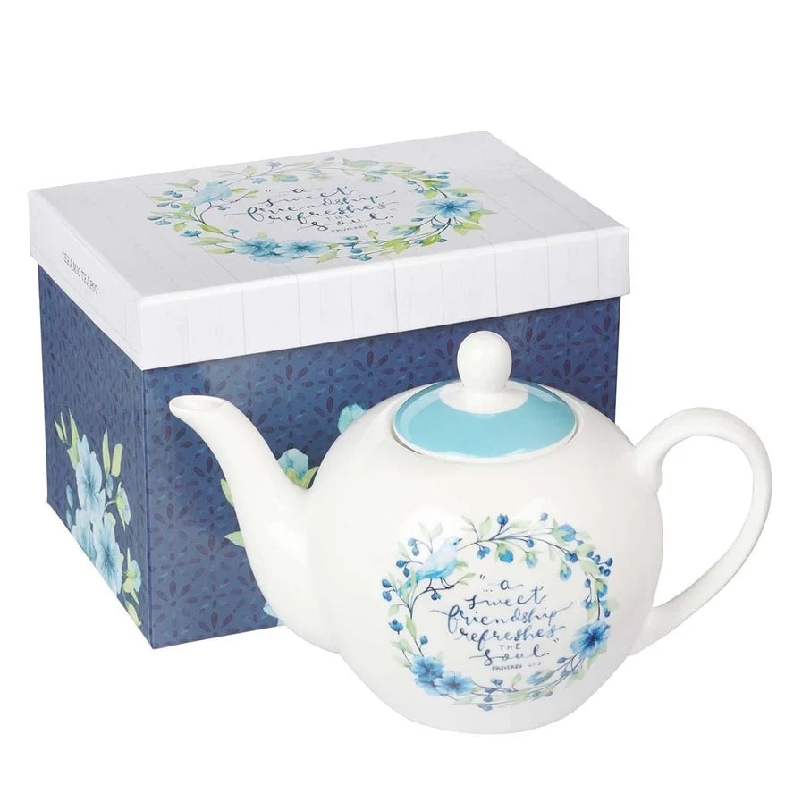 Blue "Friendship" Ceramic Teapot | Gifts | Wiccan Center