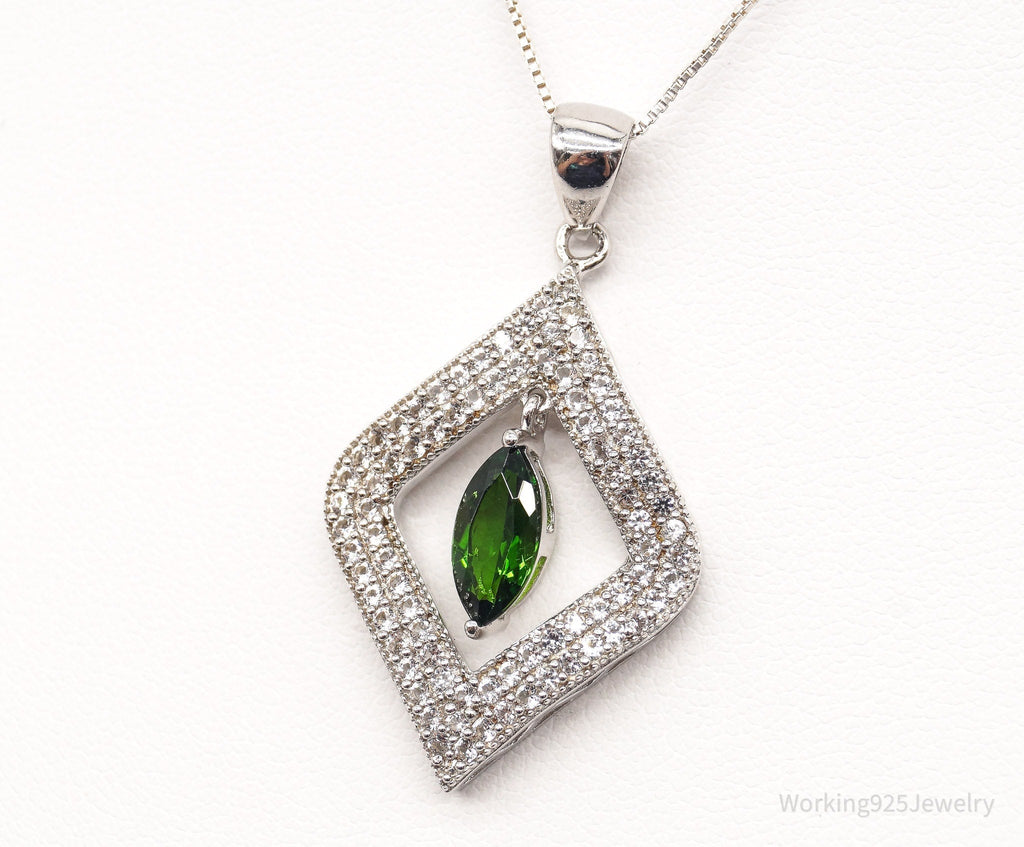 Vintage Lab Emerald Cubic Zirconia Sterling Silver Necklace | Jewelry > Necklaces > Pendants | Wiccan Center