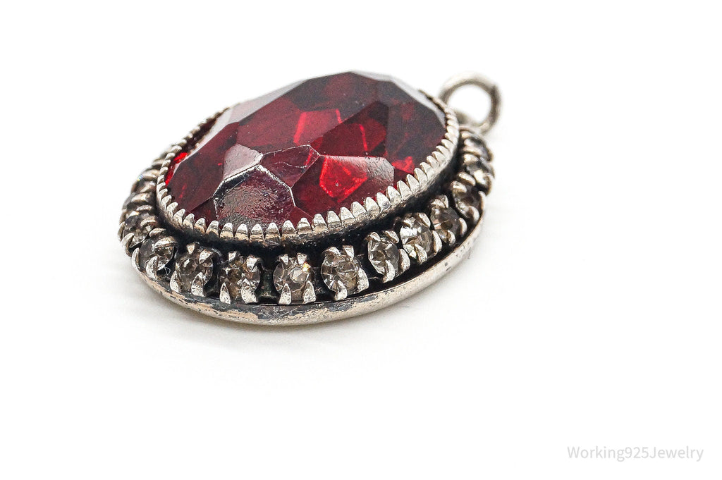 Antique Designer Martelli Glass Rhinestone Art Deco Sterling Silver Pendant | Jewelry > Necklaces > Pendants | Wiccan Center
