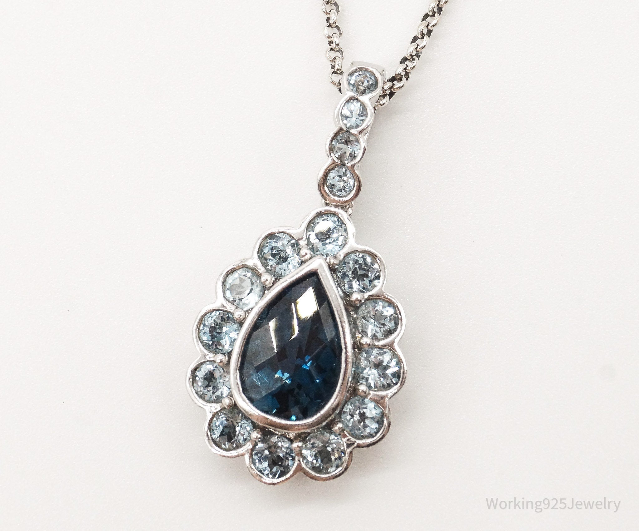 Vintage Blue Topaz Sterling Silver Necklace | Jewelry > Necklaces > Pendants | Wiccan Center