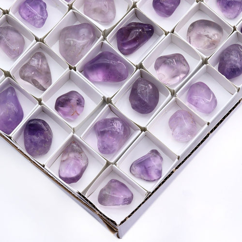 96 Piece Flat - Tumbled Amethyst | Amethyst | Wiccan Center