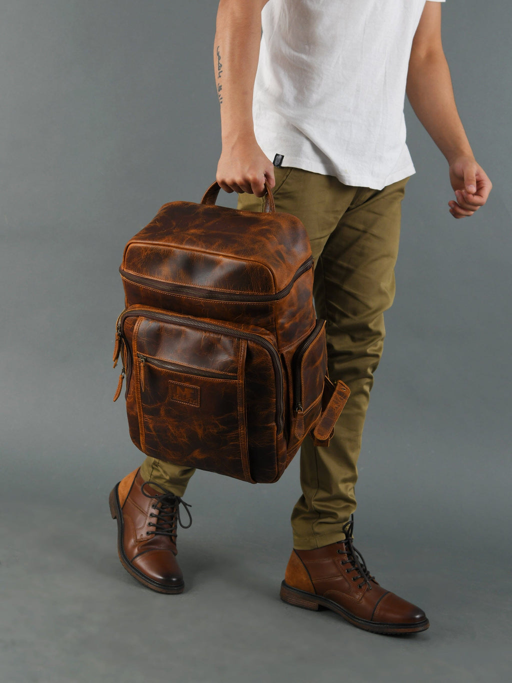 Alpha Caramel Buffalo Leather Travel Backpack | Backpacks | Wiccan Center