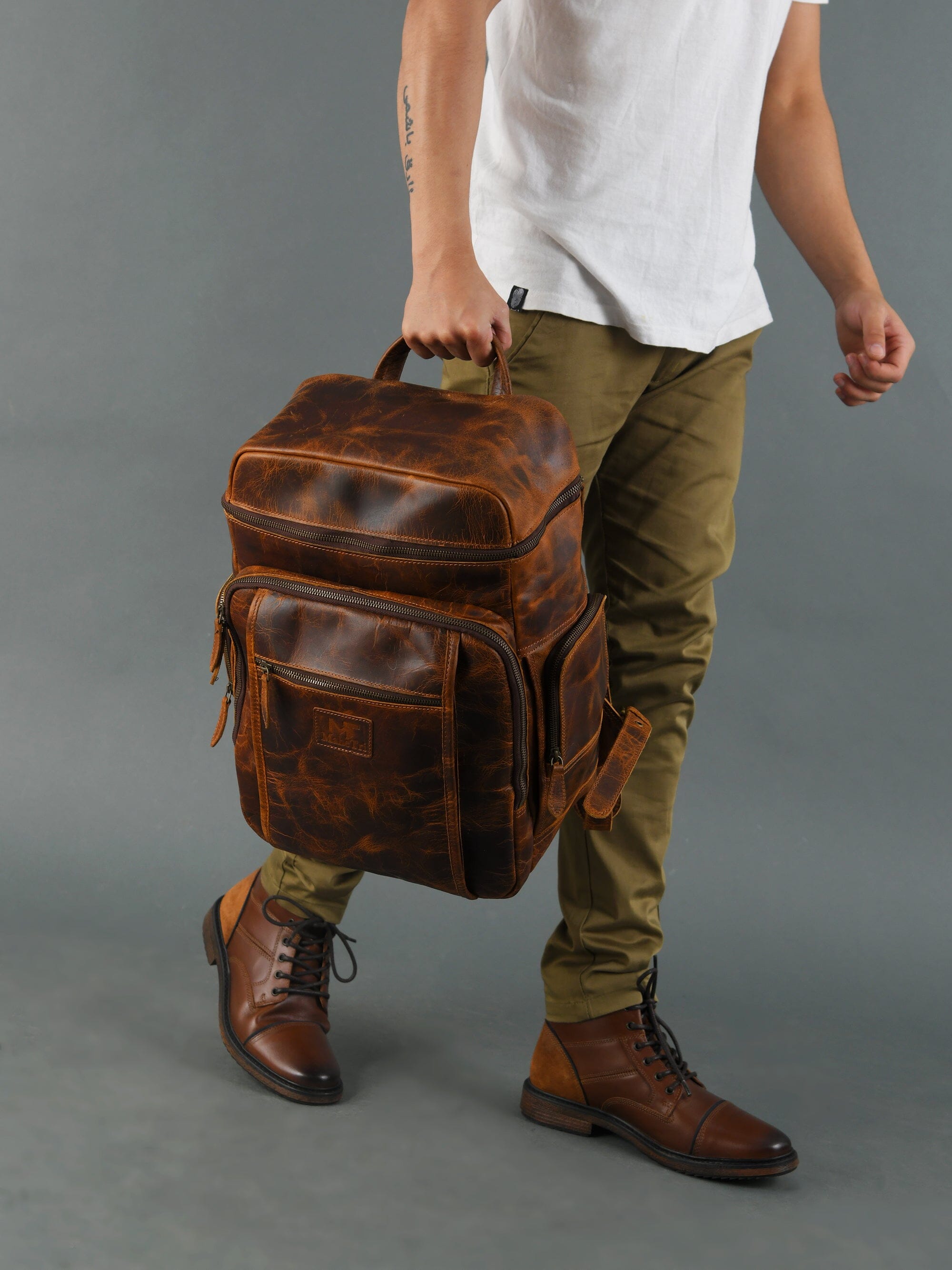 Alpha Caramel Buffalo Leather Travel Backpack | Backpacks | Wiccan Center