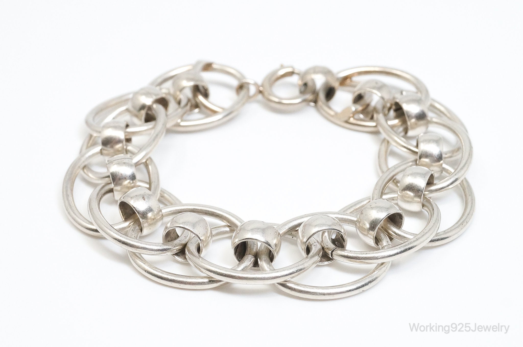 Vintage Designer Napier Modernist Circles Linked Sterling Silver Bracelet | Jewelry > Bracelets | Wiccan Center