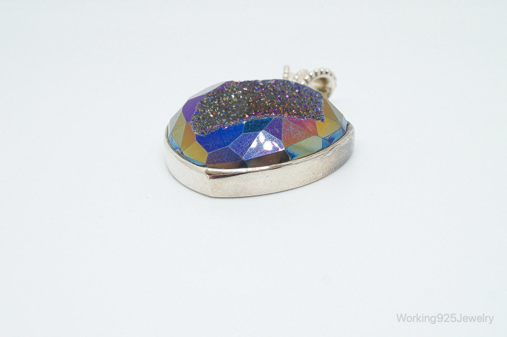 Vintage Large Druzy Quartz Sterling Silver Necklace Pendant | Jewelry > Necklaces > Pendants | Wiccan Center