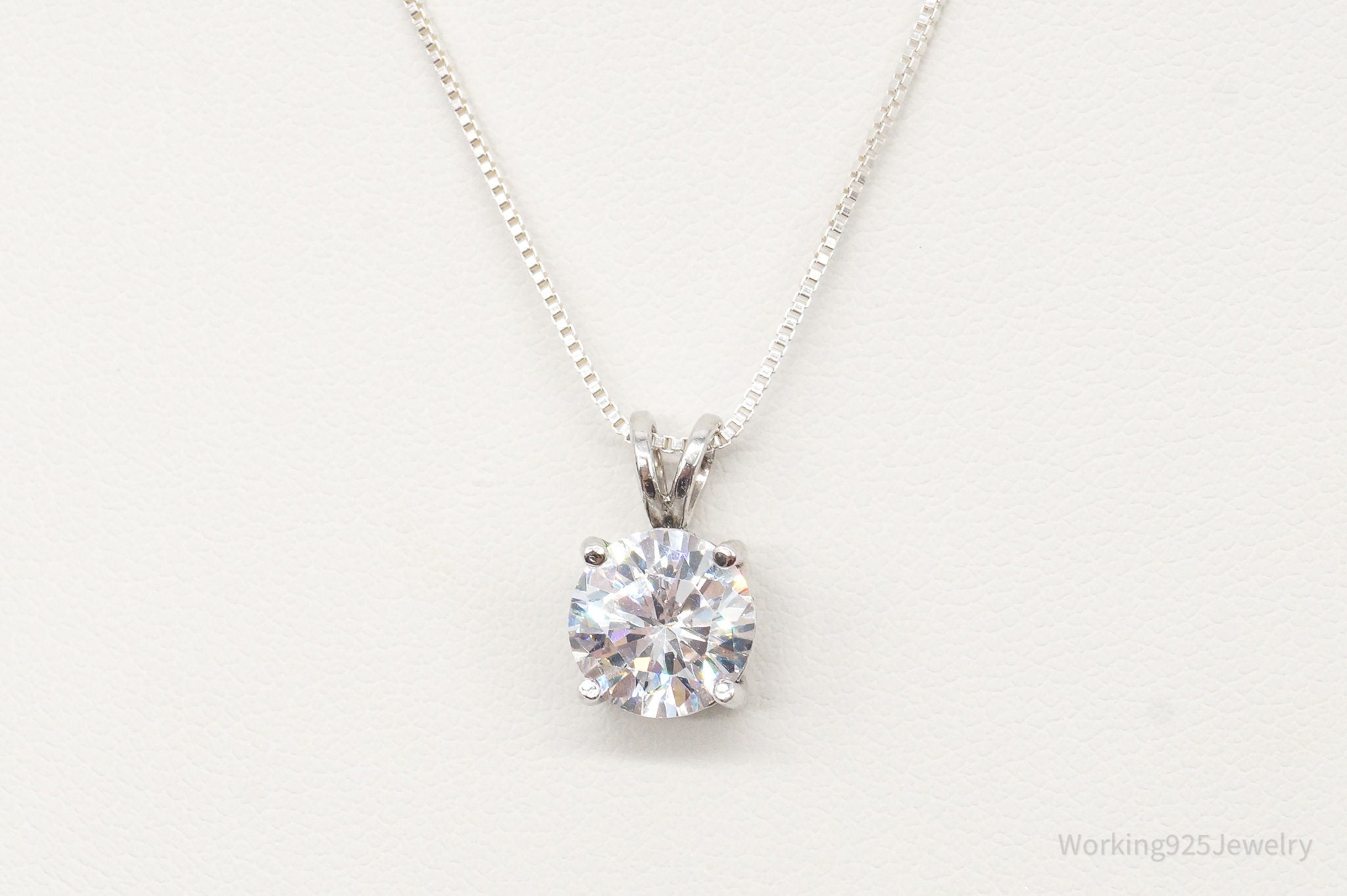 Vintage FAS Large Cubic Zirconia Sterling Silver Necklace | Jewelry > Necklaces > Pendants | Wiccan Center
