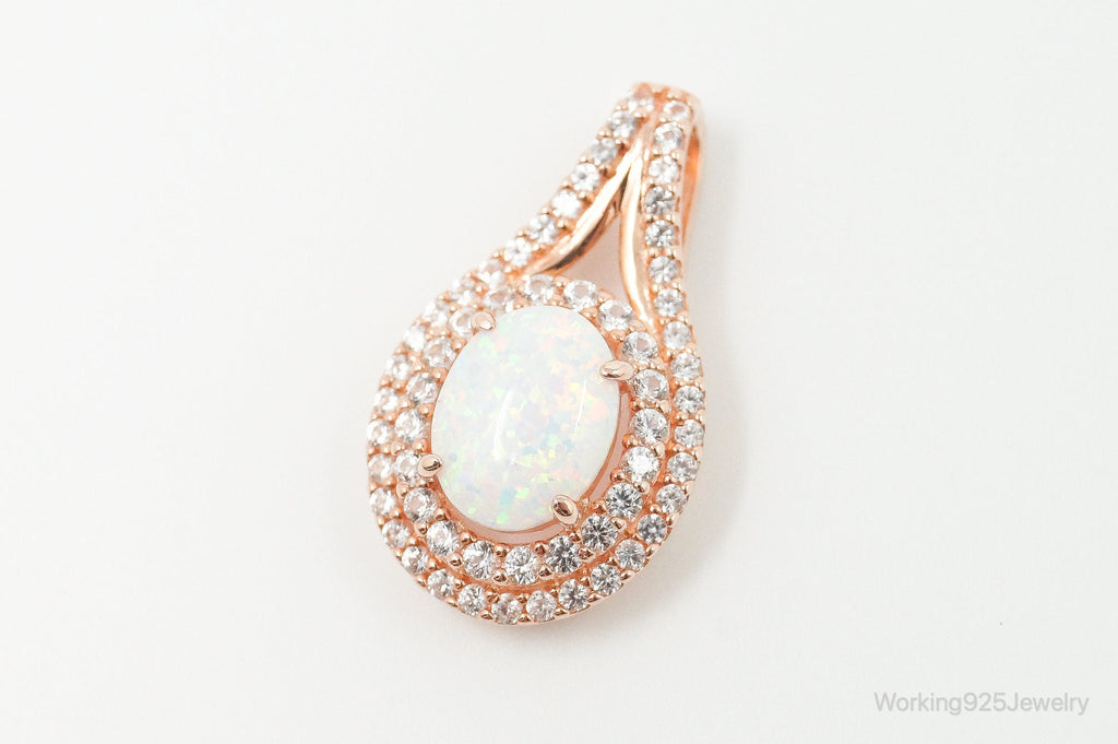 Opal Cubic Zirconia Rose Gold Vermeil Sterling Silver Necklace Pendant | Jewelry > Necklaces > Pendants | Wiccan Center