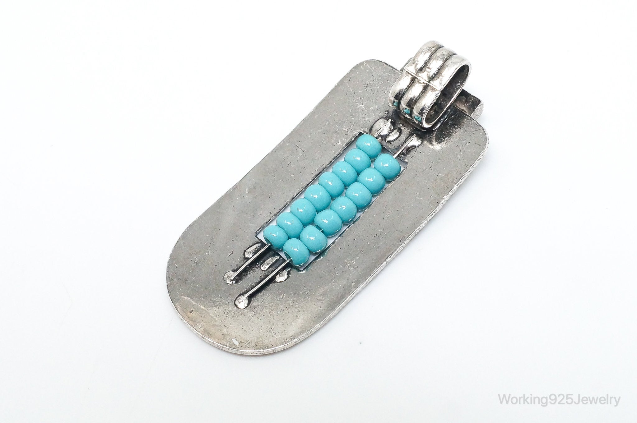 Vintage Native American Unsigned Turquoise Sterling Silver Necklace Pendant | Jewelry > Necklaces > Pendants | Wiccan Center