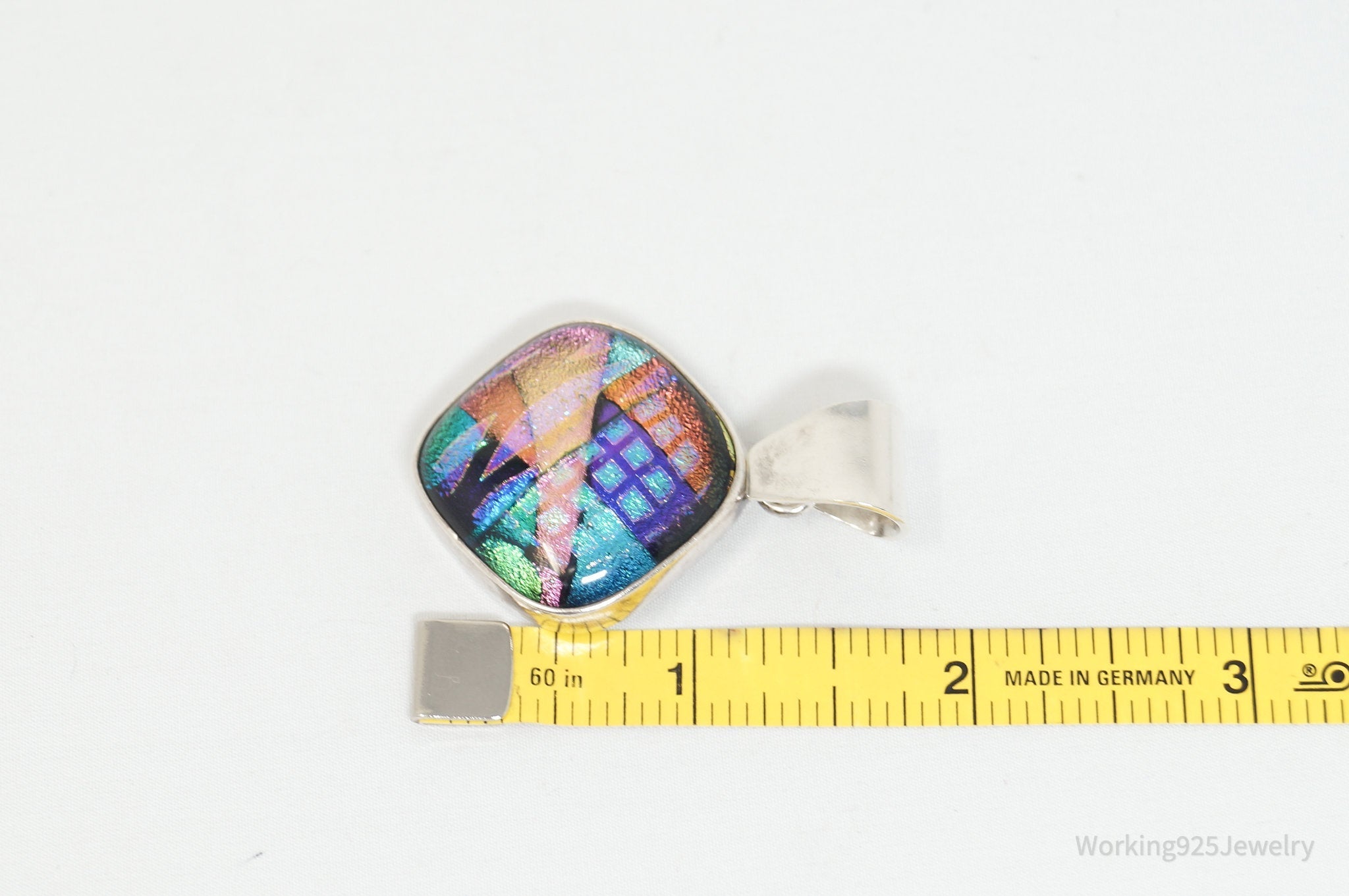 Vintage Large Dichroic Glass Sterling Silver Necklace Pendant | Jewelry > Necklaces > Pendants | Wiccan Center