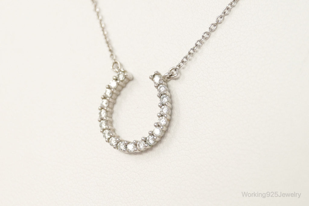 Vintage Horse Shoe Cubic Zirconia Sterling Silver Necklace | Jewelry > Necklaces > Pendants | Wiccan Center