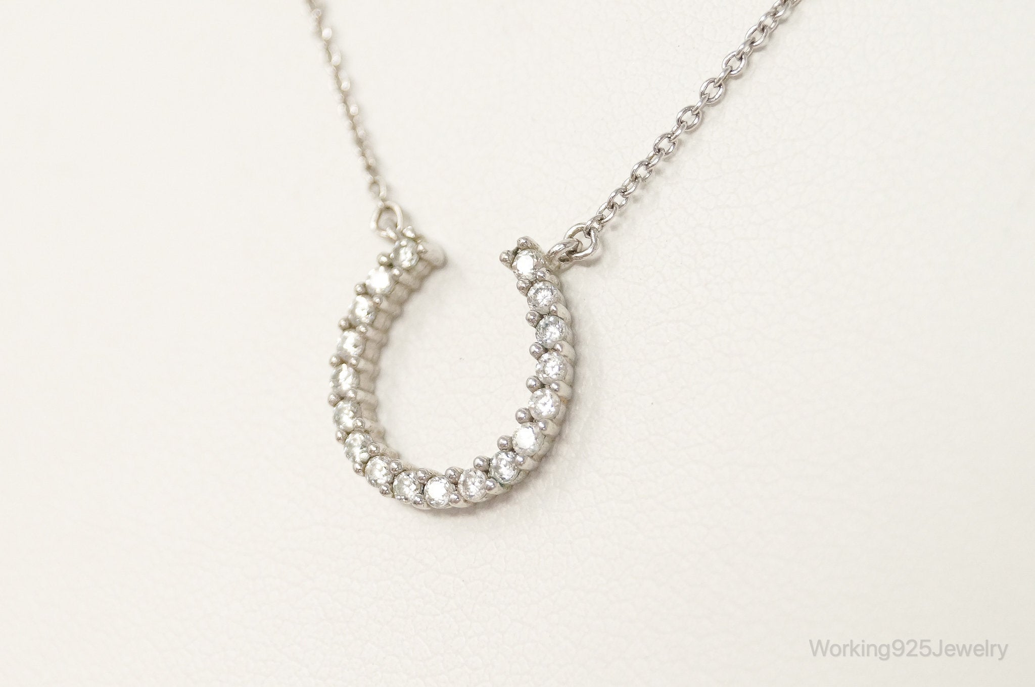 Vintage Horse Shoe Cubic Zirconia Sterling Silver Necklace | Jewelry > Necklaces > Pendants | Wiccan Center