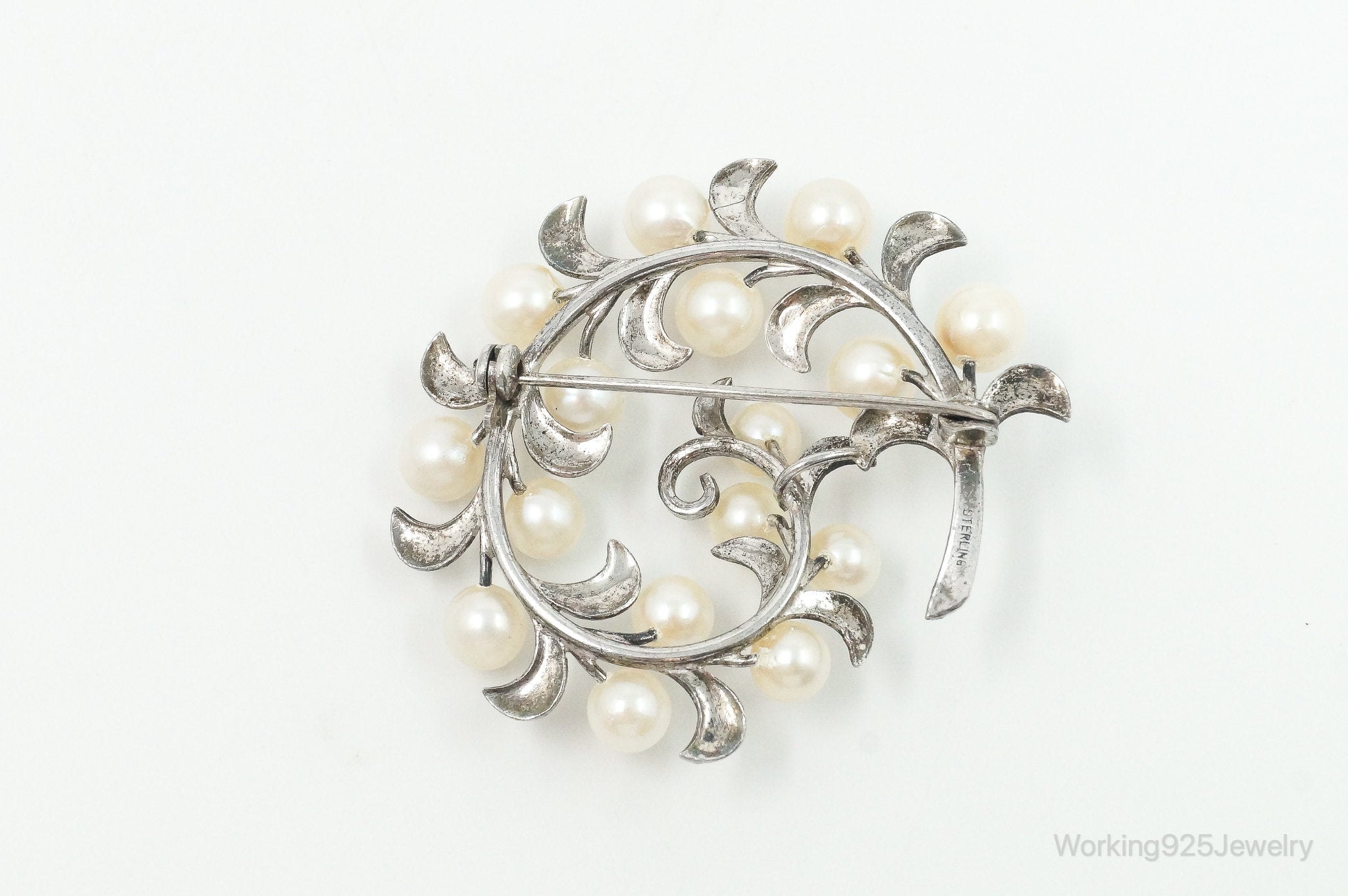 Large Antique Faux Pearl Sterling Silver Brooch Pin | Jewelry > Brooches, Pins & Clips | Wiccan Center