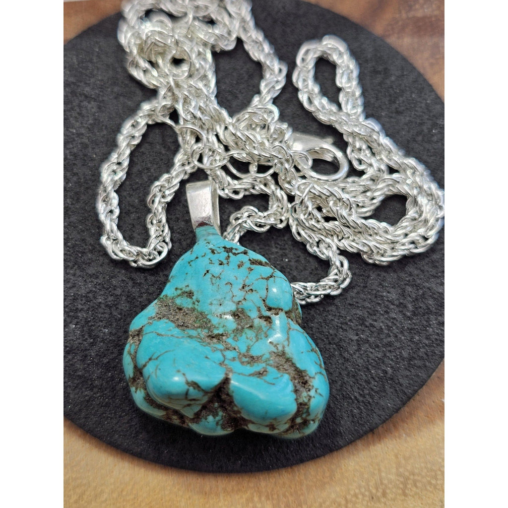 Howlite Turquoise Pendant w/16in 925 silver chain