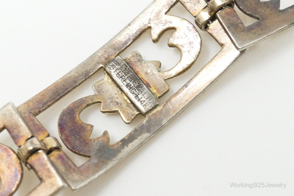 Vintage Designer Symmetalic 14K Gold Blue Topaz Art Deco SterlingSilver Bracelet | Jewelry > Bracelets | Wiccan Center
