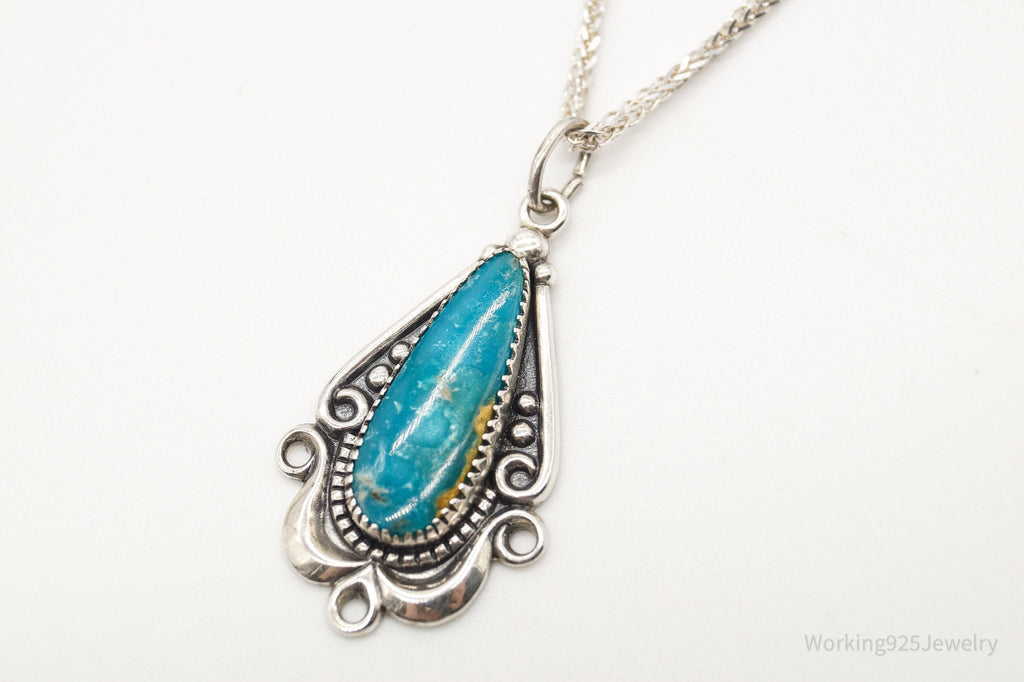 Vintage Native American Bell Trading Post Turquoise Sterling Silver Necklace | Jewelry > Necklaces > Pendants | Wiccan Center
