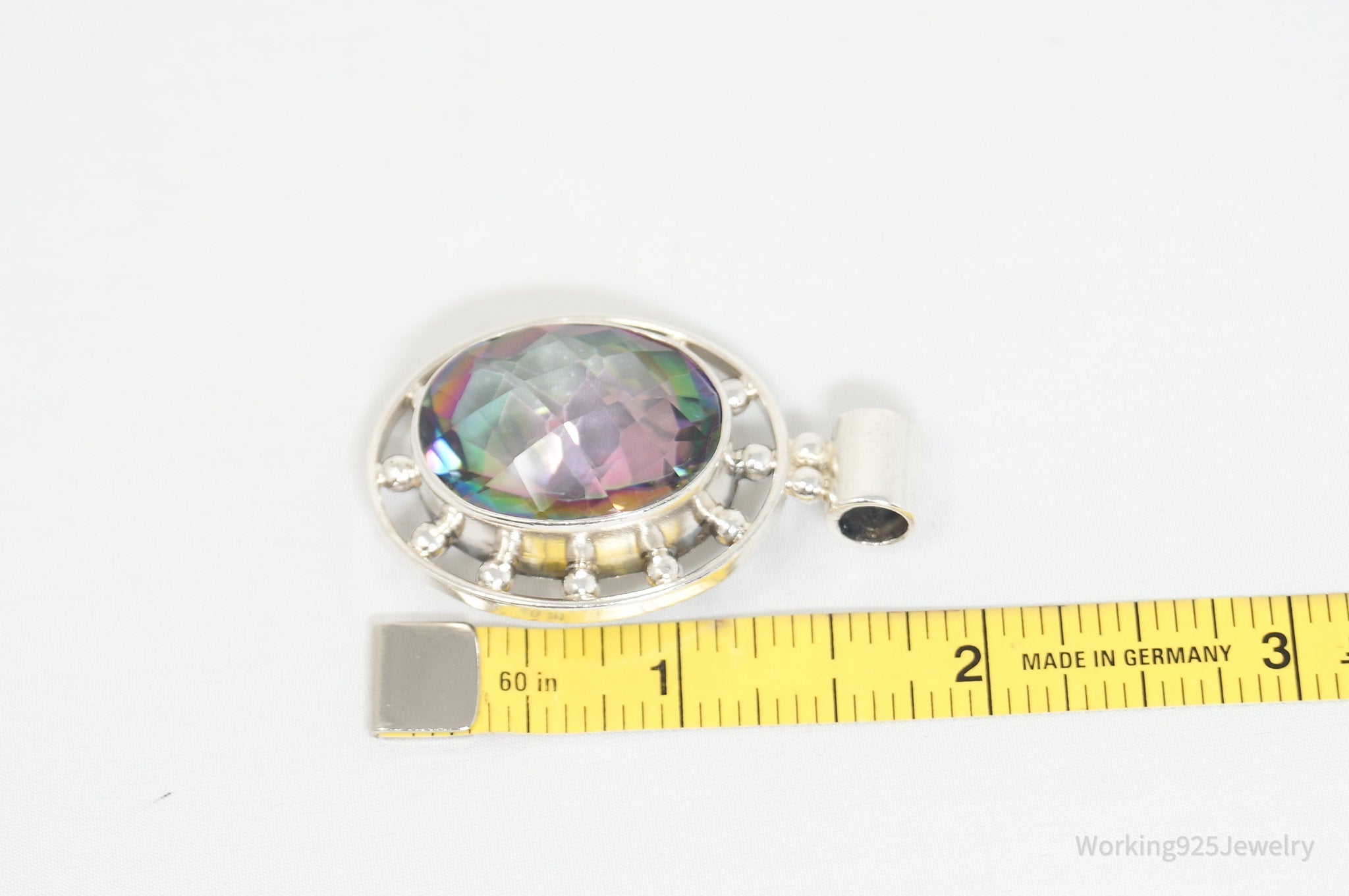 Vintage Large Mystic Topaz Sterling Silver Necklace Pendant | Jewelry > Necklaces > Pendants | Wiccan Center